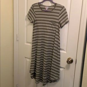 LuLaRoe S Green Striped Carly Dress